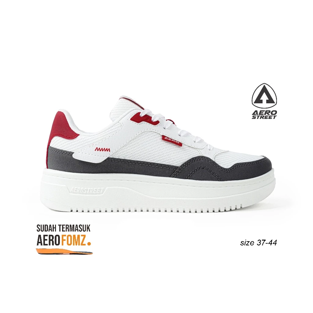 Aerostreet Maximo Sneakers Casual Putih Abu Merah