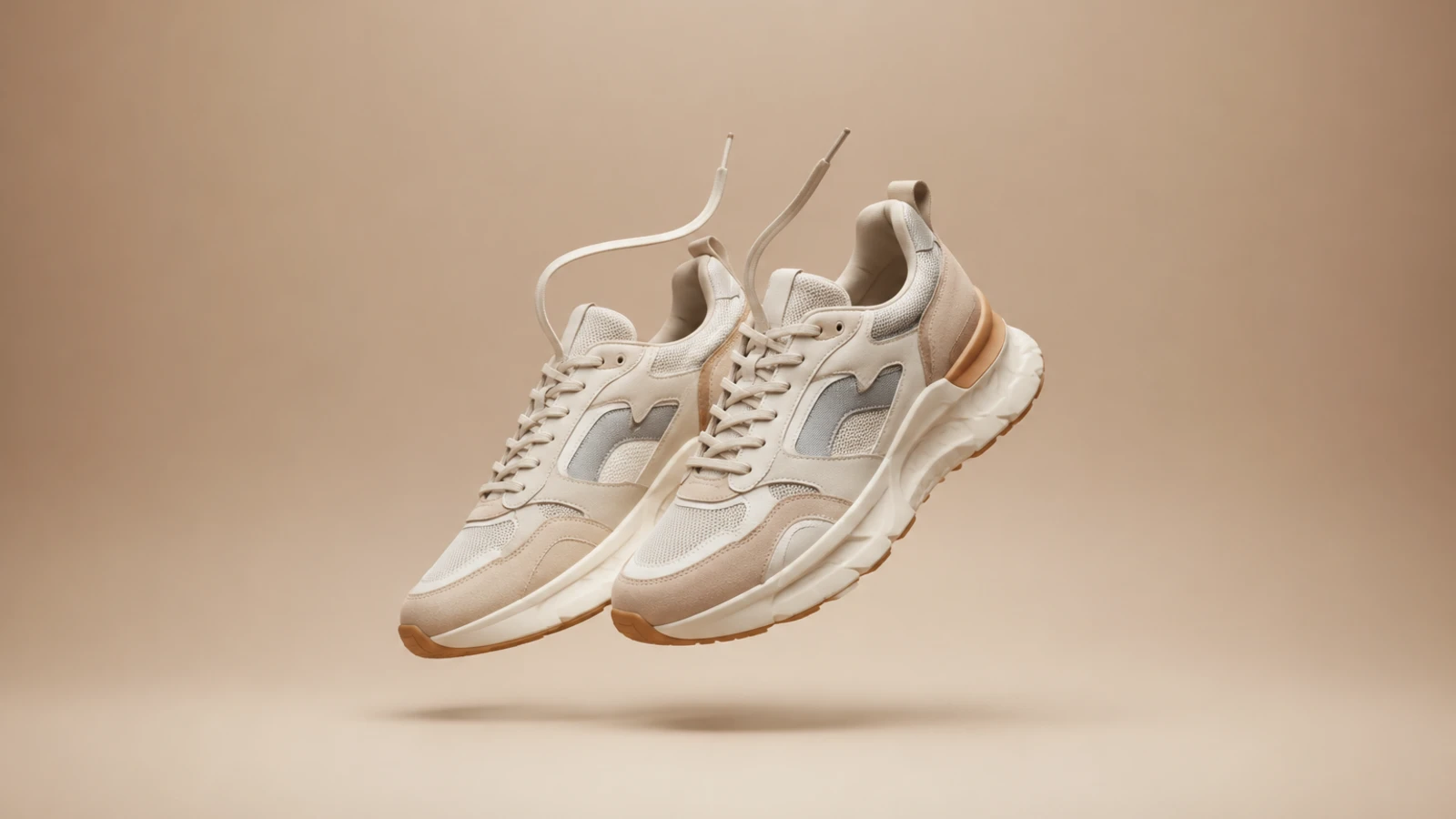 Sepatu running warna cerah dengan sol tebal tampak samping