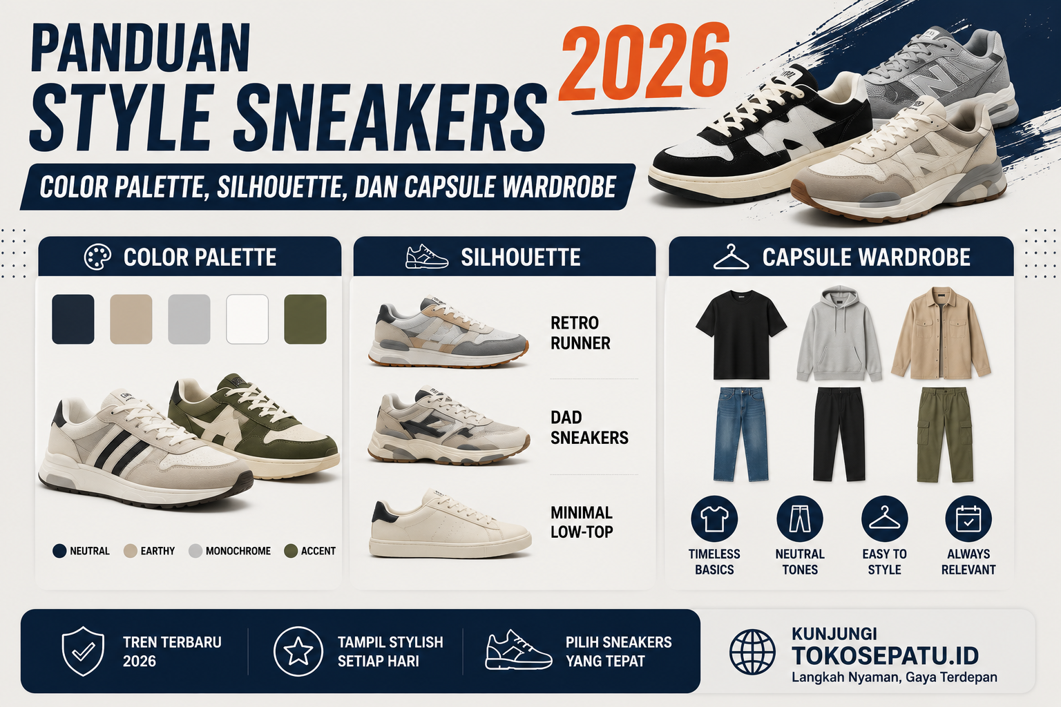 Panduan Style Sneakers 2026: Color Palette, Silhouette, dan Capsule Wardrobe