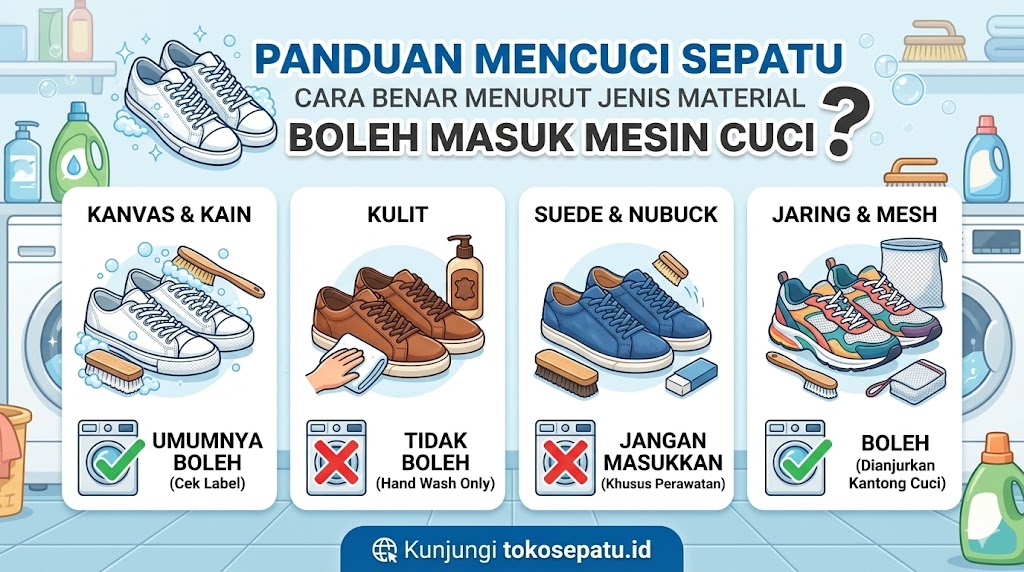 Cara Mencuci Sepatu dengan Benar: Panduan per Jenis Material (Boleh Masuk Mesin Cuci?)